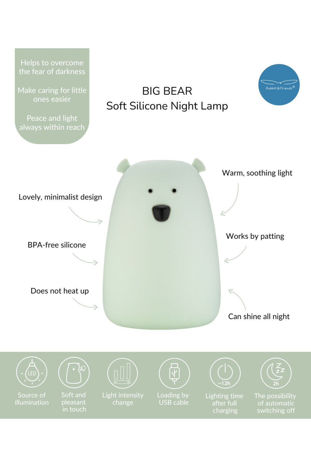 Big Bear Silicone Lamp - Sage