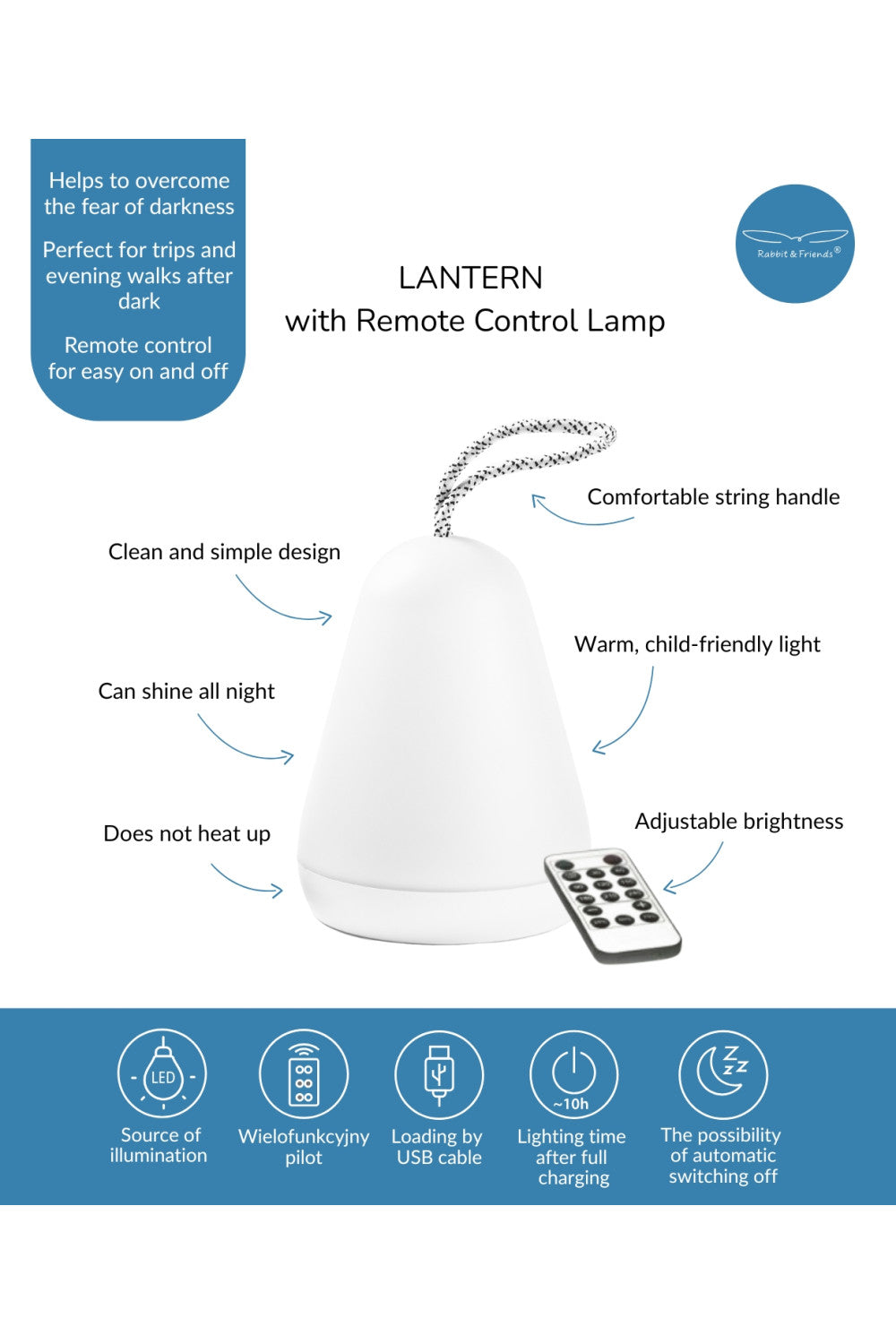 Lantern Lamp with Remote - White
