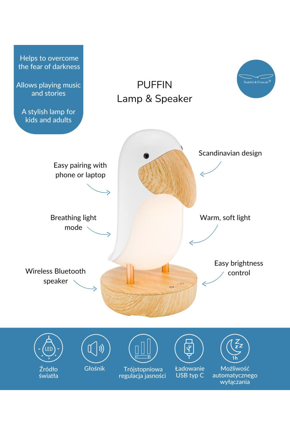 Lamp with Speaker - White Bird